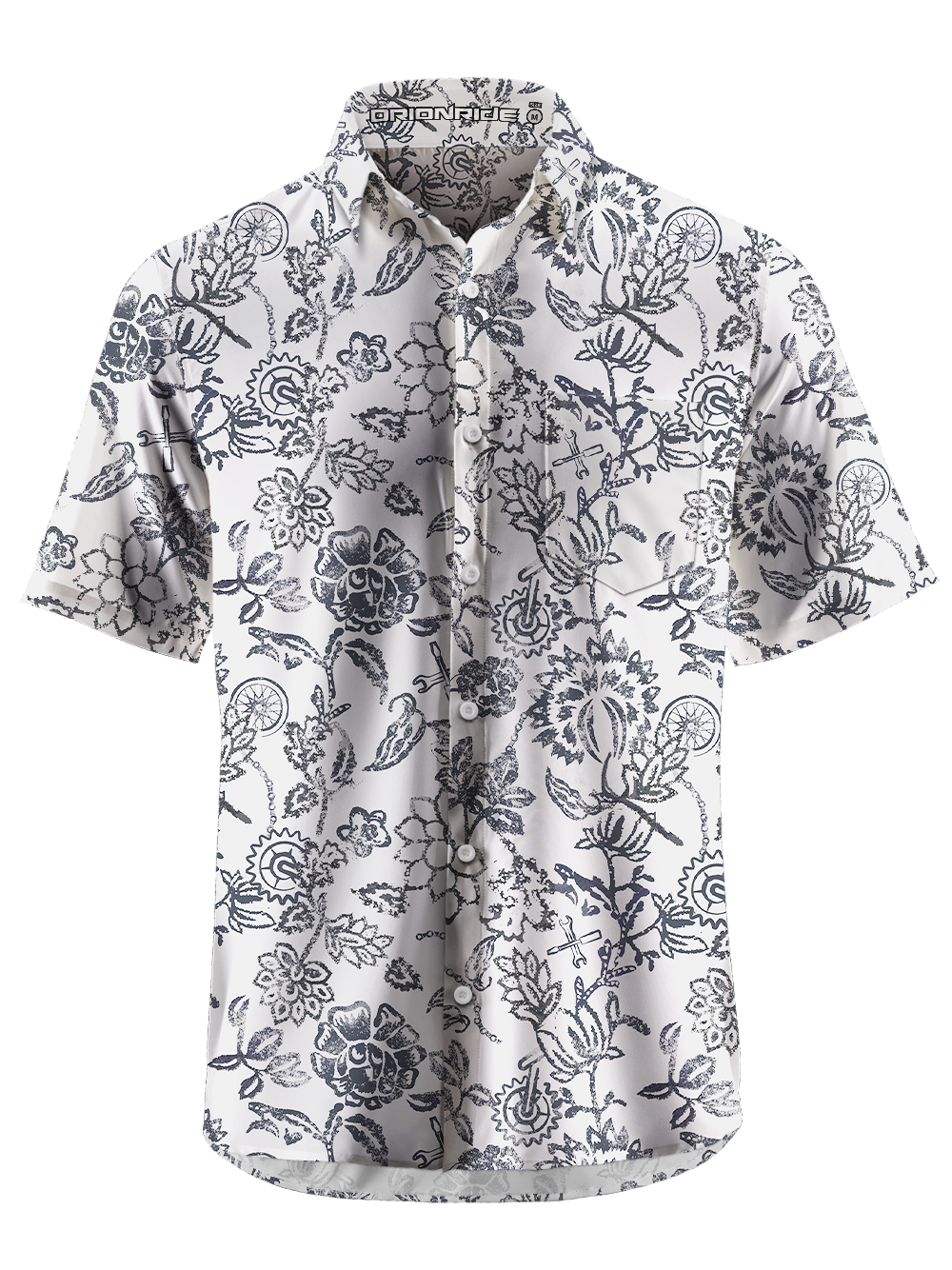 Orionride Line Drawing Flowers Zipper Pockets Ultra Lightweight Short Sleeves Gravel Shirt