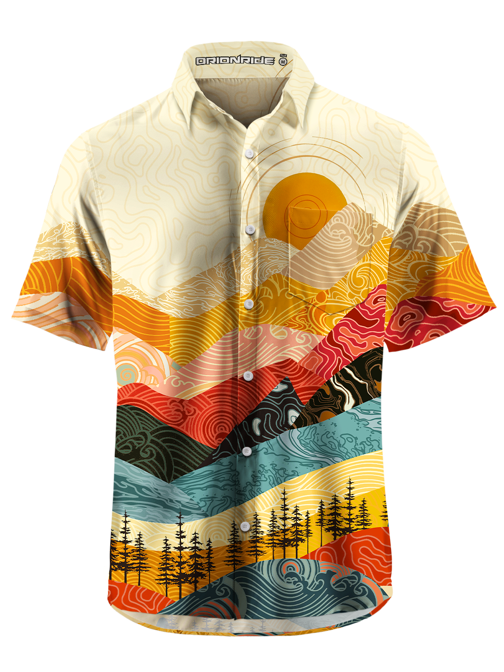 Orionride Waves And Peaks Zipper Pockets Ultra Lightweight Short Sleeves Gravel Shirt