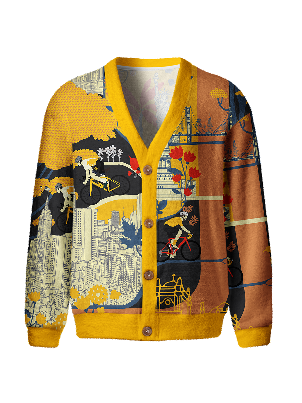 Orionride Cycling Scenery Men's Cardigan Knit Sweaters
