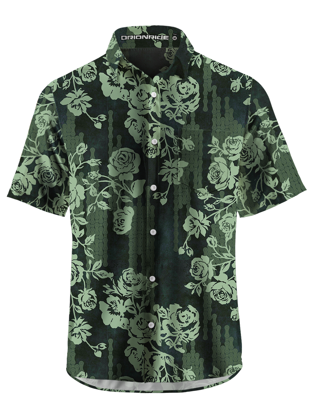 Orionride Green Rose Zipper Pockets Ultra Lightweight Short Sleeves Gravel Shirt