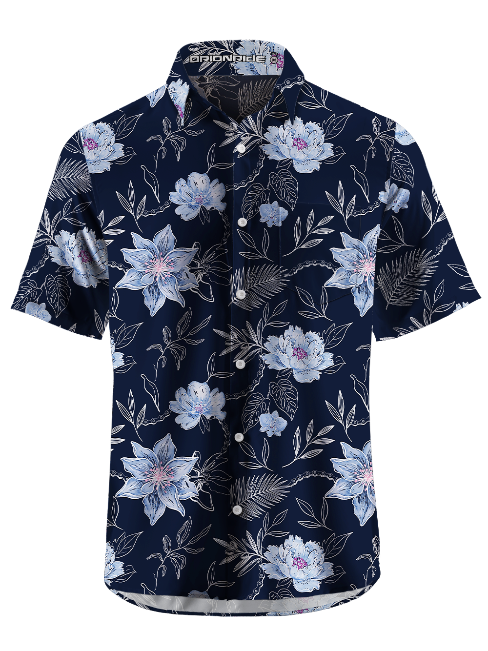 Orionride Midnight Bloom Zipper Pockets Ultra Lightweight Short Sleeves Gravel Shirt