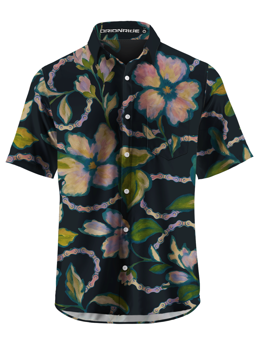 Orionride Floral Shading Zipper Pockets Ultra Lightweight Short Sleeves Gravel Shirt