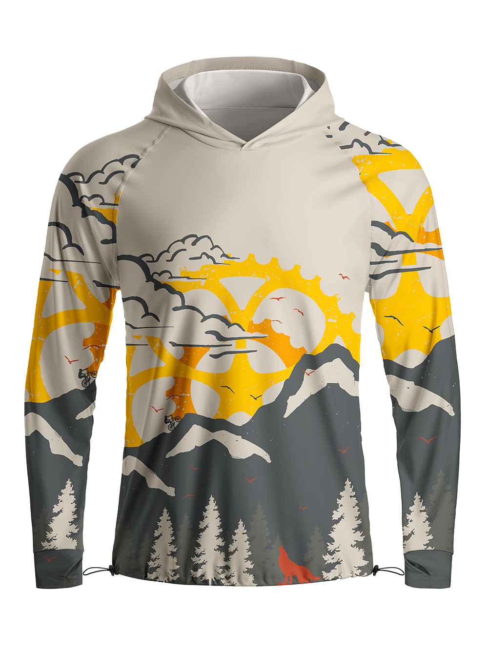 Orionride Mountain Inspired Long Sleeve Cycling Hoodie Shirt