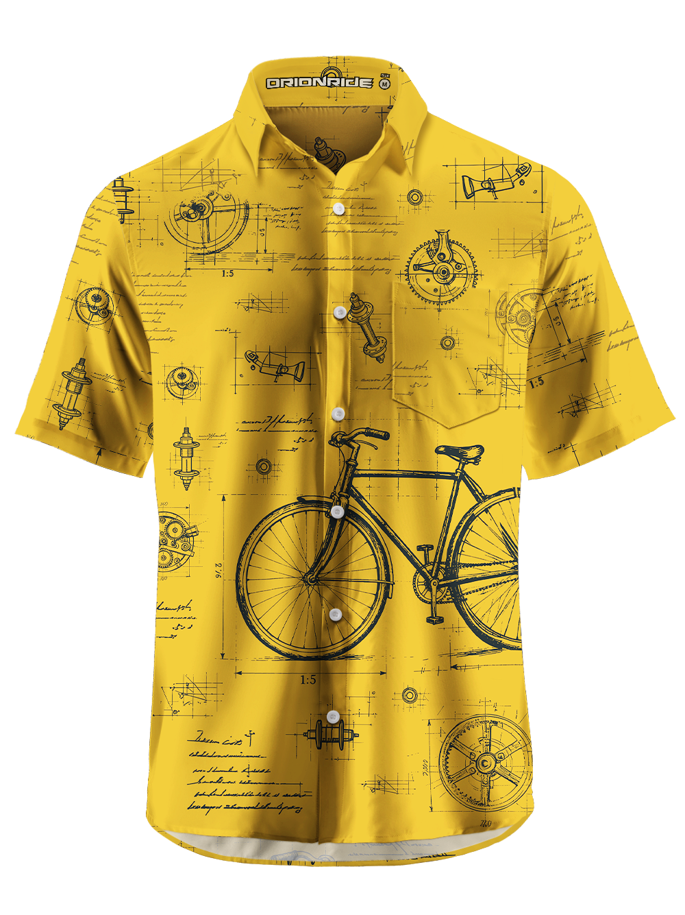 Orionride Bicycle Sketch Zipper Pockets Ultra Lightweight Short Sleeves Gravel Shirt