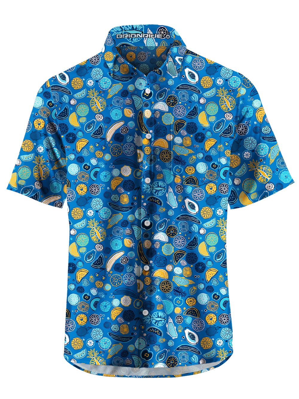 Orionride Fruit Slices Zipper Pockets Ultra Lightweight Short Sleeves Gravel Shirt
