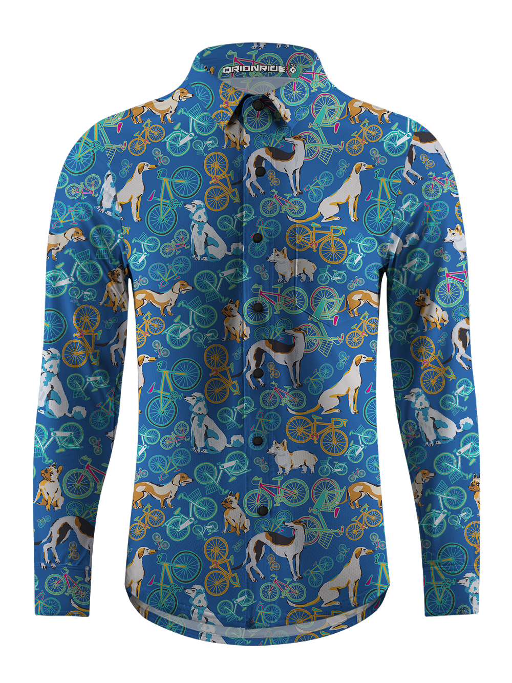 Orionride Pup Ride Men's Stretchy Breathable Long Sleeve Gravel Shirt