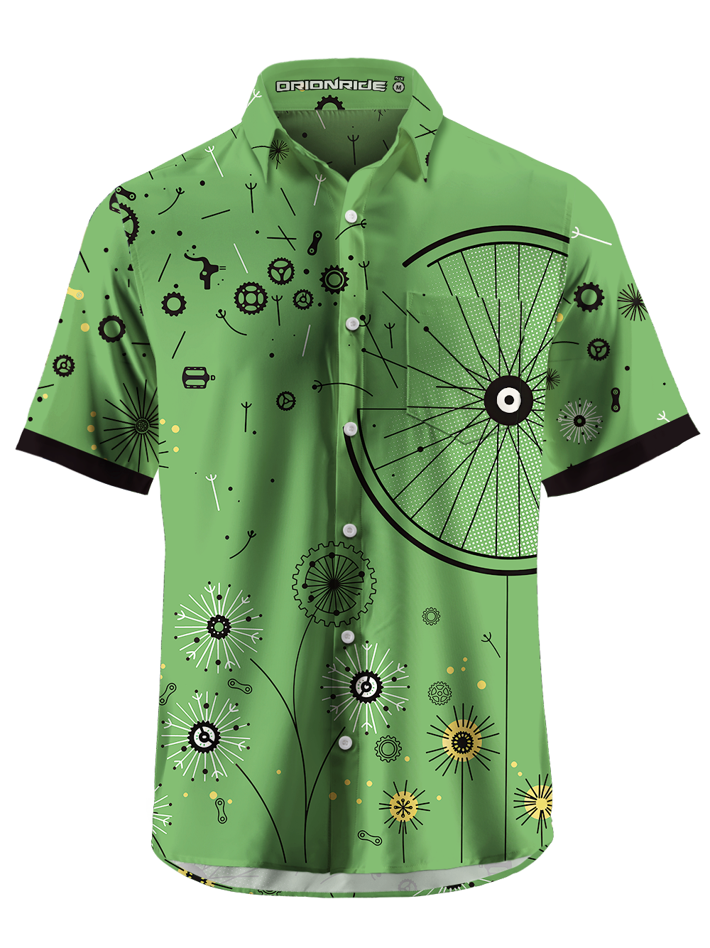 Orionride Mechanical Dandelion Zipper Pockets Ultra Lightweight Short Sleeves Gravel Shirt