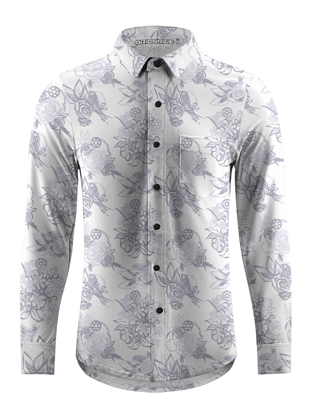 Orionride Simple Rose Men's Stretchy Breathable Long Sleeve Gravel Shirt