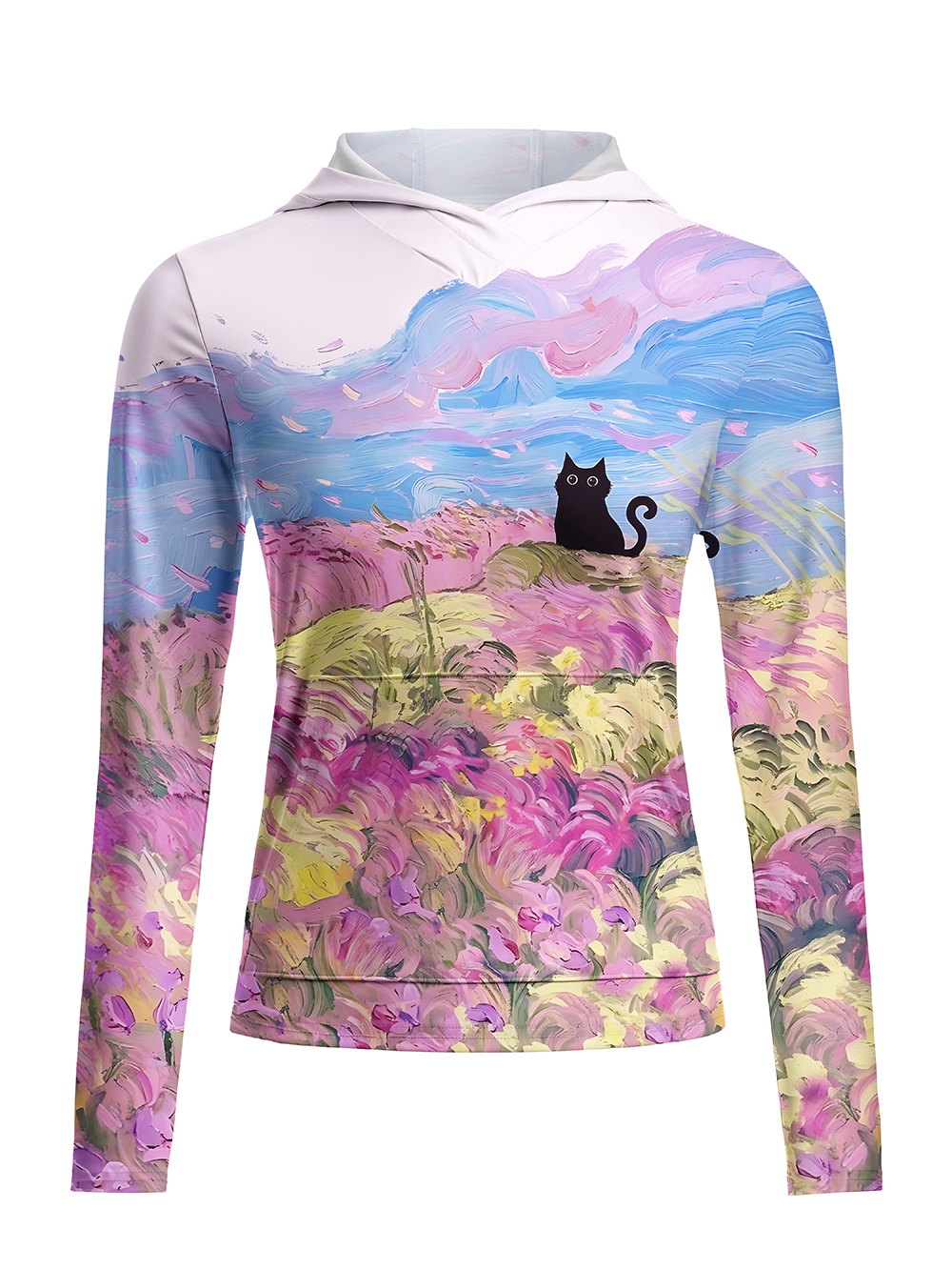Orionride Dreamy Flower Field Women's Long Sleeve Cycling Hoodie Shirt