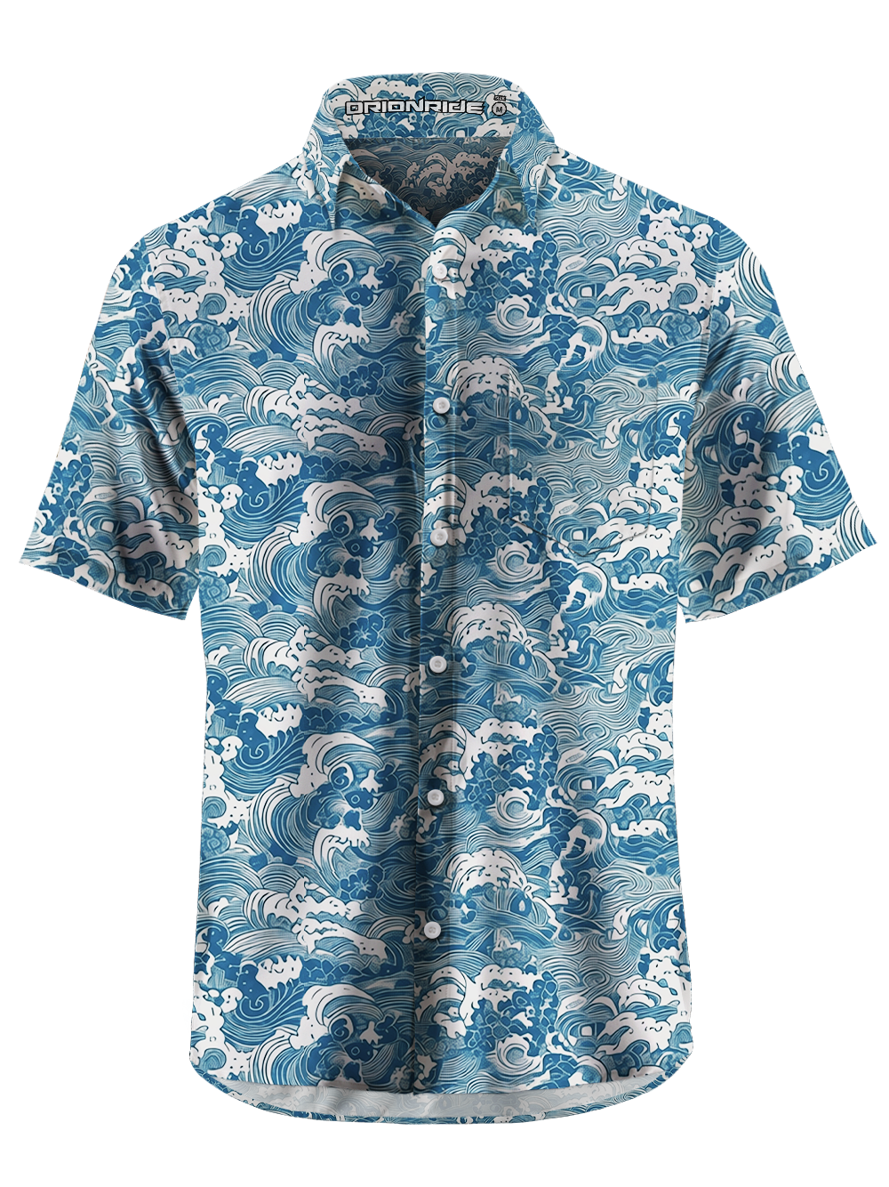 Orionride Sea Waves Zipper Pockets Ultra Lightweight Short Sleeves Gravel Shirt