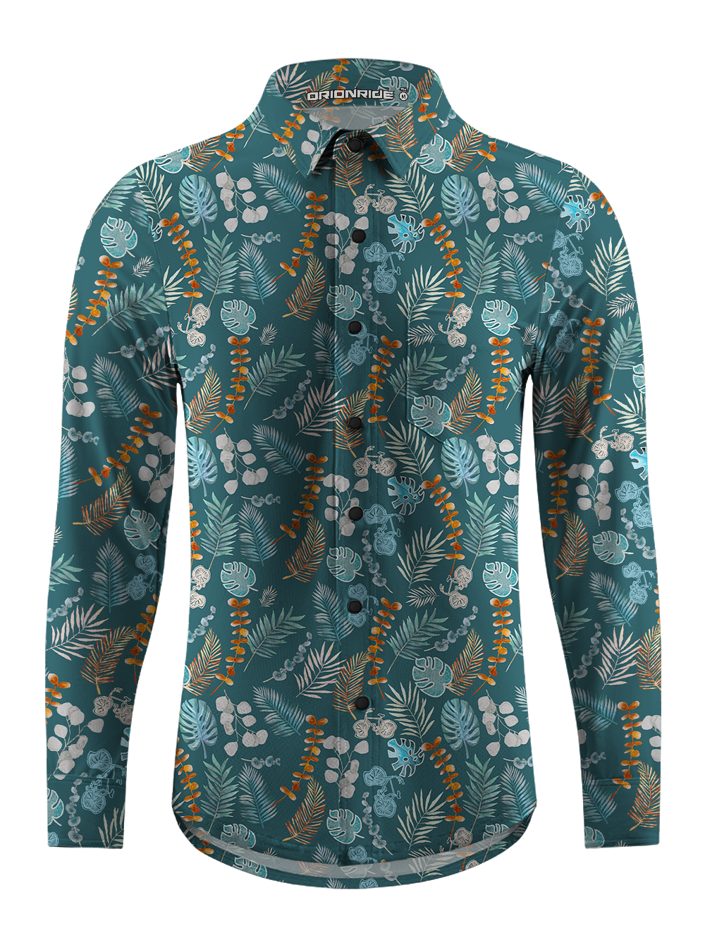 Orionride Hawaiian Monstera Men's Stretchy Breathable Long Sleeve Gravel Shirt