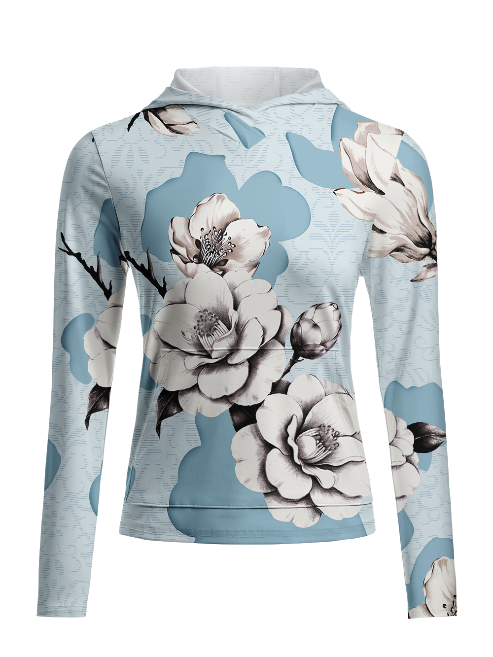 Orionride Porcelain Bloom Women's Long Sleeve Cycling Hoodie Shirt