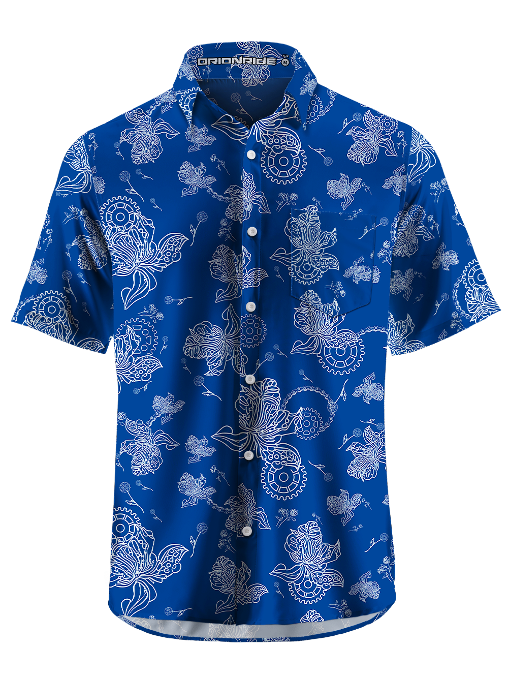 Orionride Linear Floral Zipper Pockets Ultra Lightweight Short Sleeves Gravel Shirt