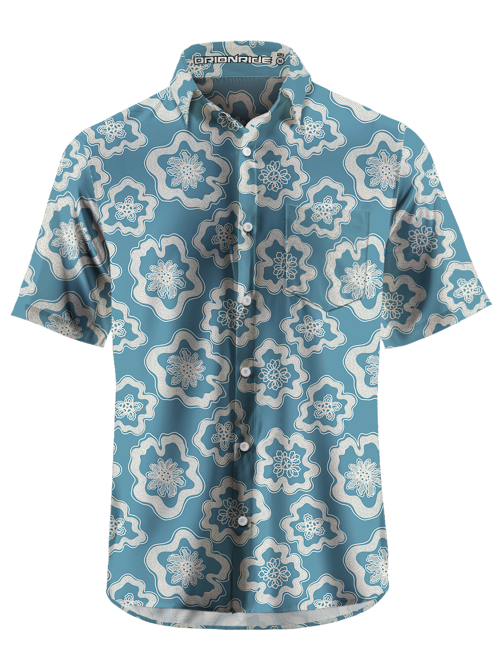Orionride Abstract Flowers Zipper Pockets Ultra Lightweight Short Sleeves Gravel Shirt