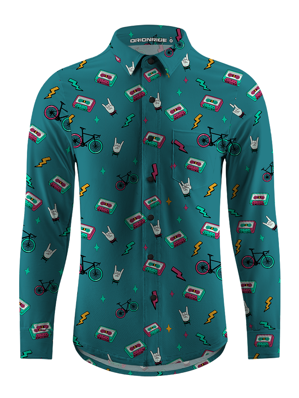 Orionride Vintage Music Men's Stretchy Breathable Long Sleeve Gravel Shirt