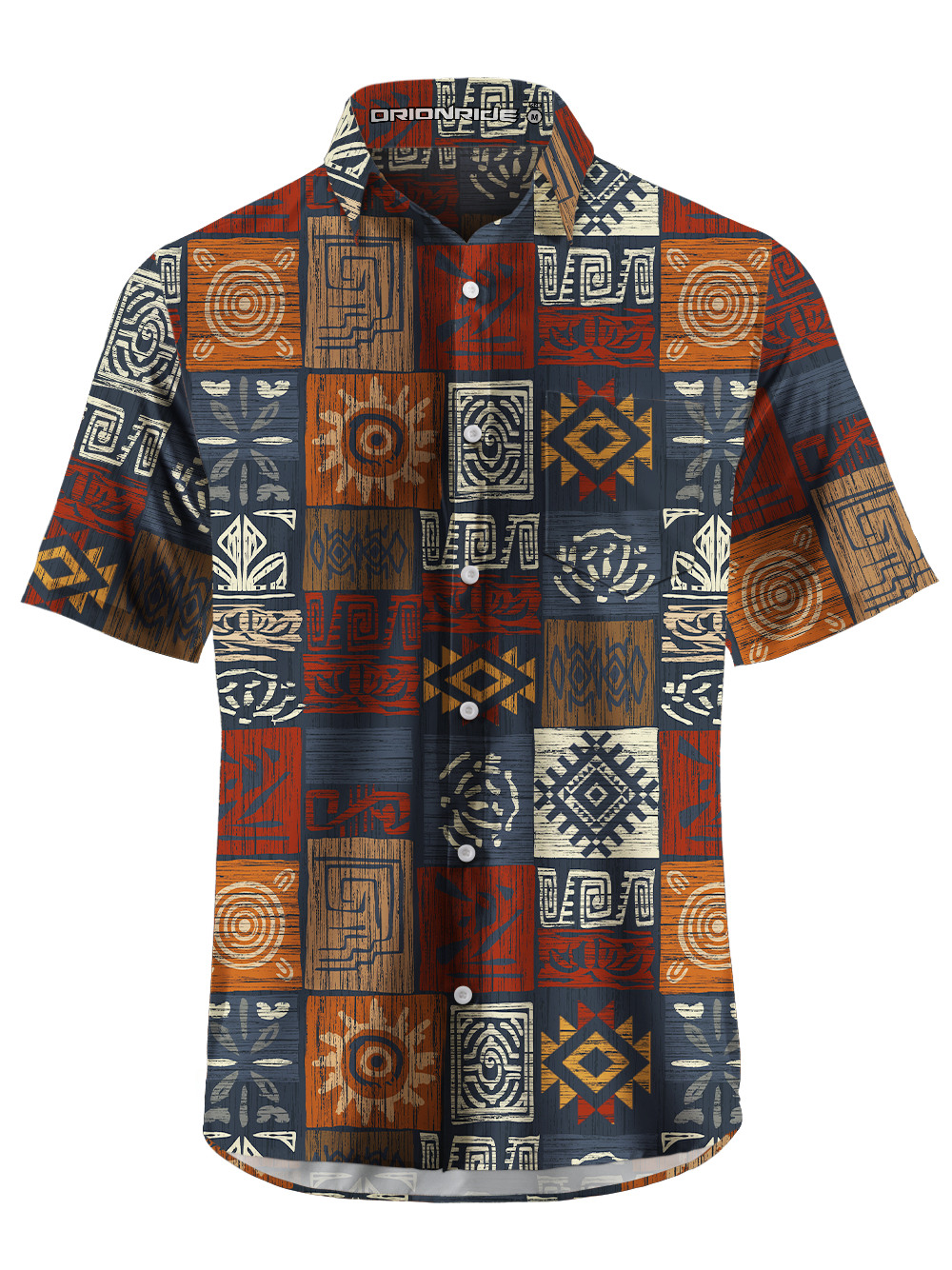 Orionride Ancient Grid Totem Zipper Pockets Ultra Lightweight Short Sleeves Gravel Shirt