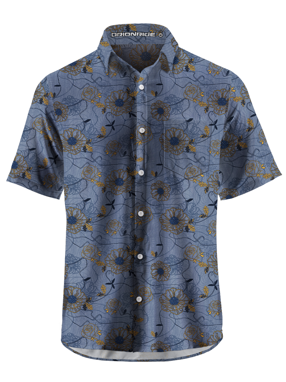 Orionride Gold Vine Bloom Zipper Pockets Ultra Lightweight Short Sleeves Gravel Shirt