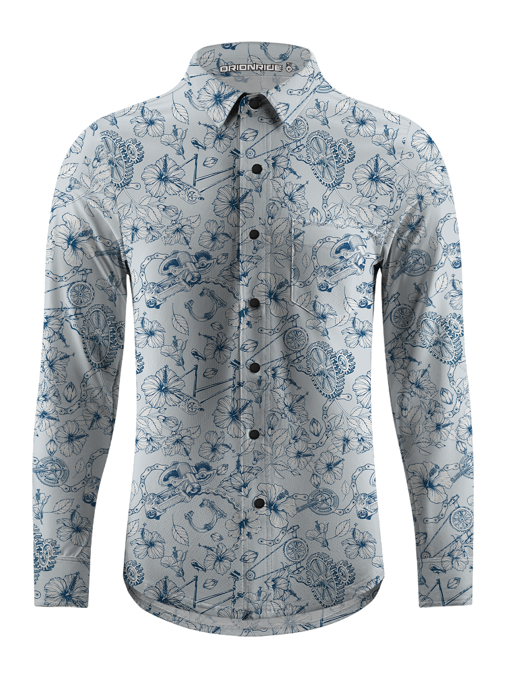 Orionride Hibiscus Gear Men's Stretchy Breathable Long Sleeve Gravel Shirt