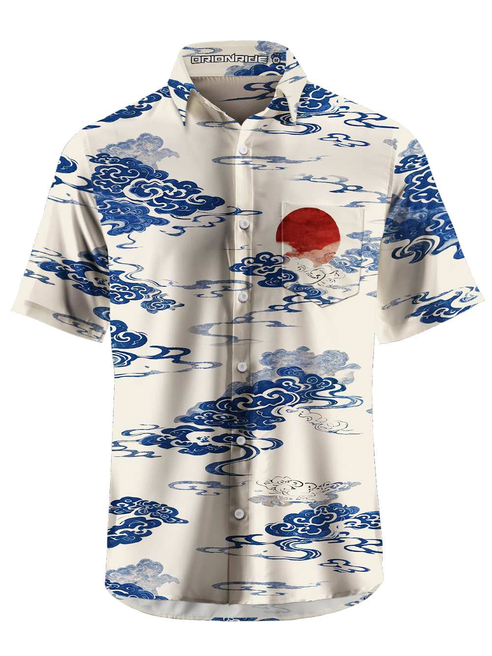 Orionride Auspicious Clouds Zipper Pockets Ultra Lightweight Short Sleeves Gravel Shirt