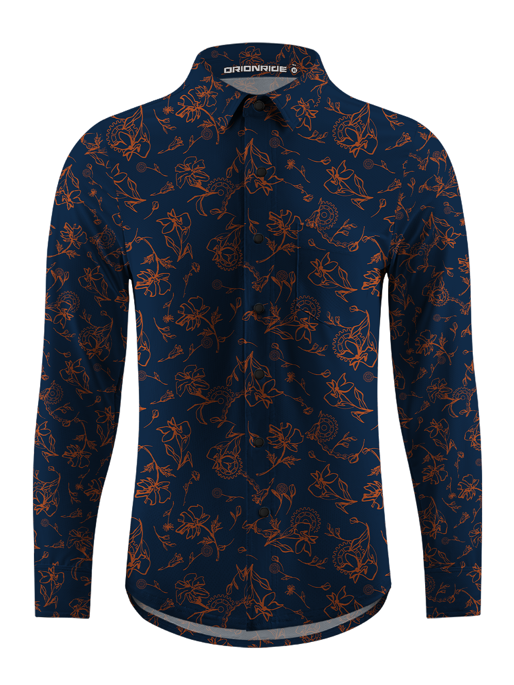 Orionride Linear Gear Flower Men's Stretchy Breathable Long Sleeve Gravel Shirt