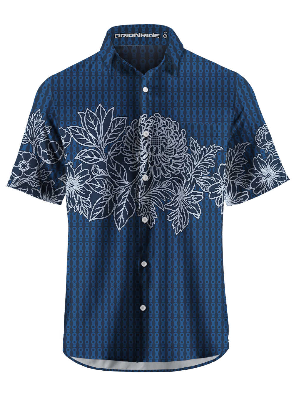 Orionride Jacquard Bloom Zipper Pockets Ultra Lightweight Short Sleeves Gravel Shirt