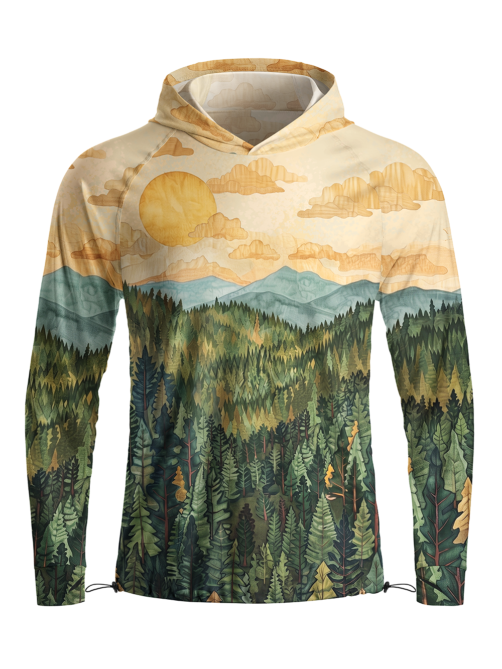 Orionride Forest Warm Sun Long Sleeve Cycling Hoodie Shirt