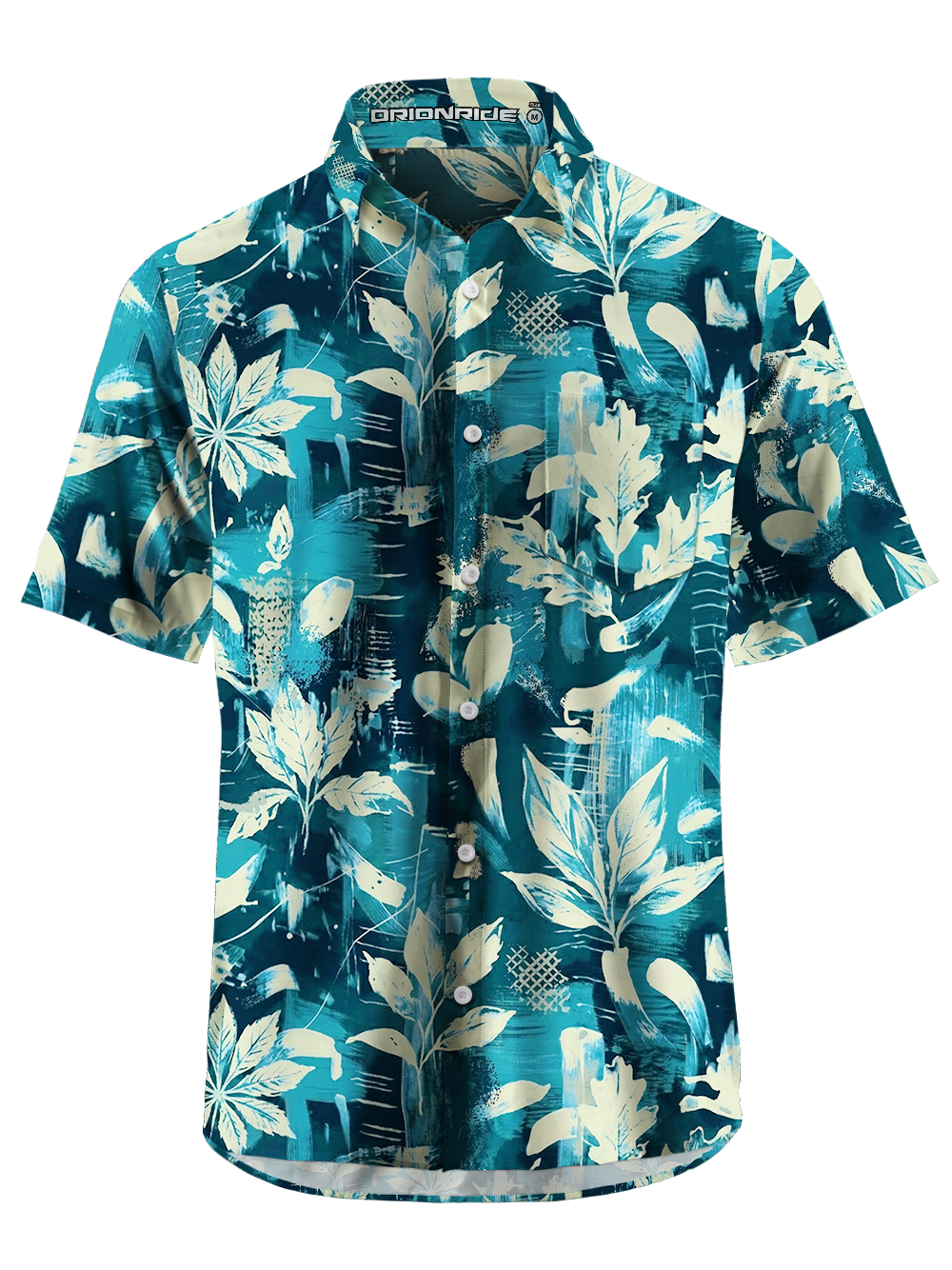 Orionride Leaf Graffiti Zipper Pockets Ultra Lightweight Short Sleeves Gravel Shirt