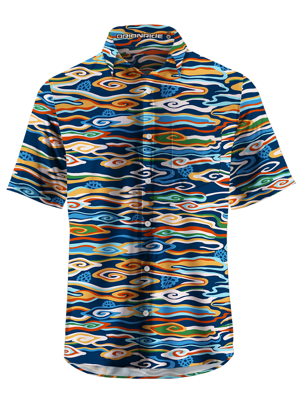 Orionride Flowing Waves Zipper Pockets Ultra Lightweight Short Sleeves Gravel Shirt