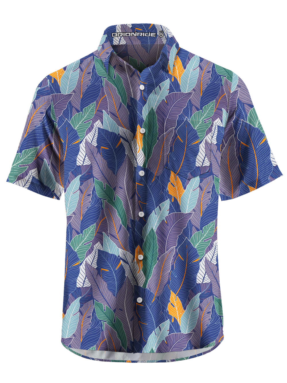 Orionride Plant Leaf Pattern Zipper Pockets Ultra Lightweight Short Sleeves Gravel Shirt