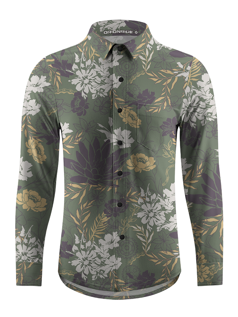 Orionride Lotus In Bloom Men's Stretchy Breathable Long Sleeve Gravel Shirt