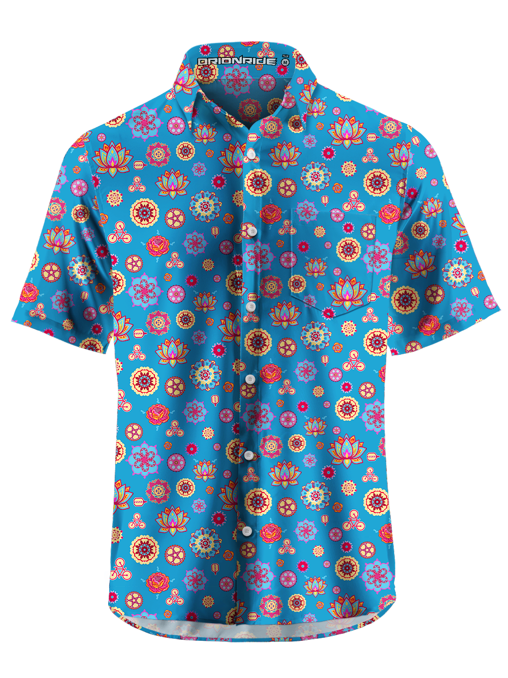 Orionride Colorful Flowers Zipper Pockets Ultra Lightweight Short Sleeves Gravel Shirt