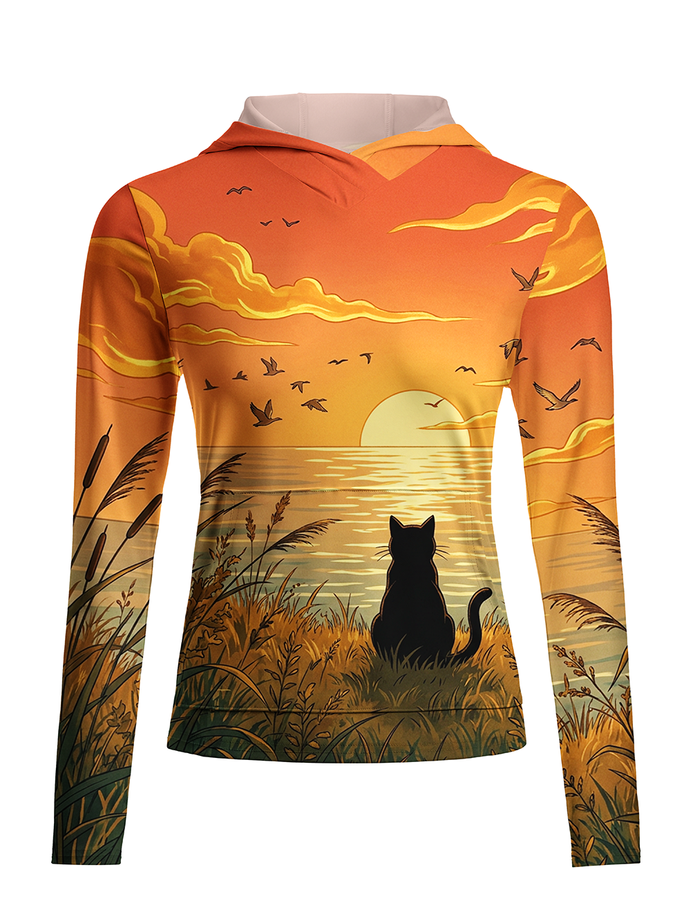 Orionride Golden Wait Women's Long Sleeve Cycling Hoodie Shirt