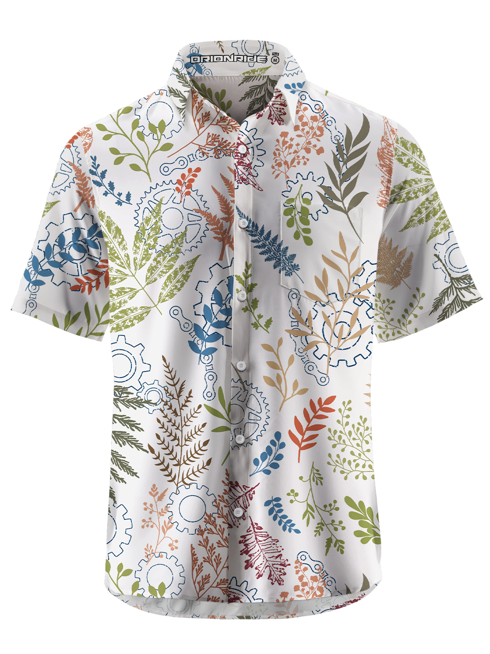 Orionride Painted Leaves Zipper Pockets Ultra Lightweight Short Sleeves Gravel Shirt