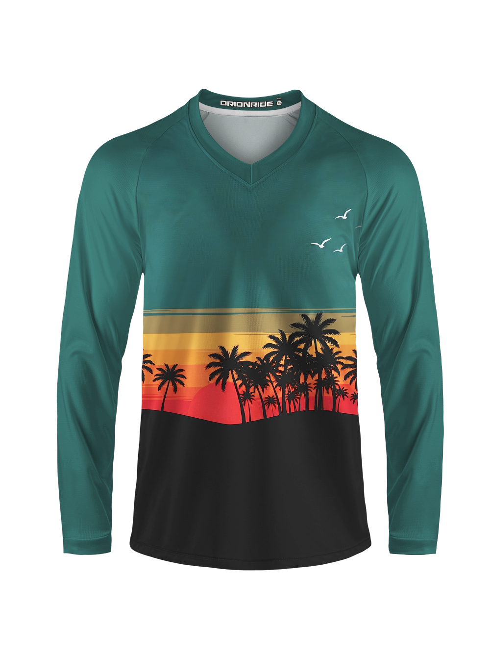 Orionride Sunset Coconut Trees Long Sleeve Downhill Jersey