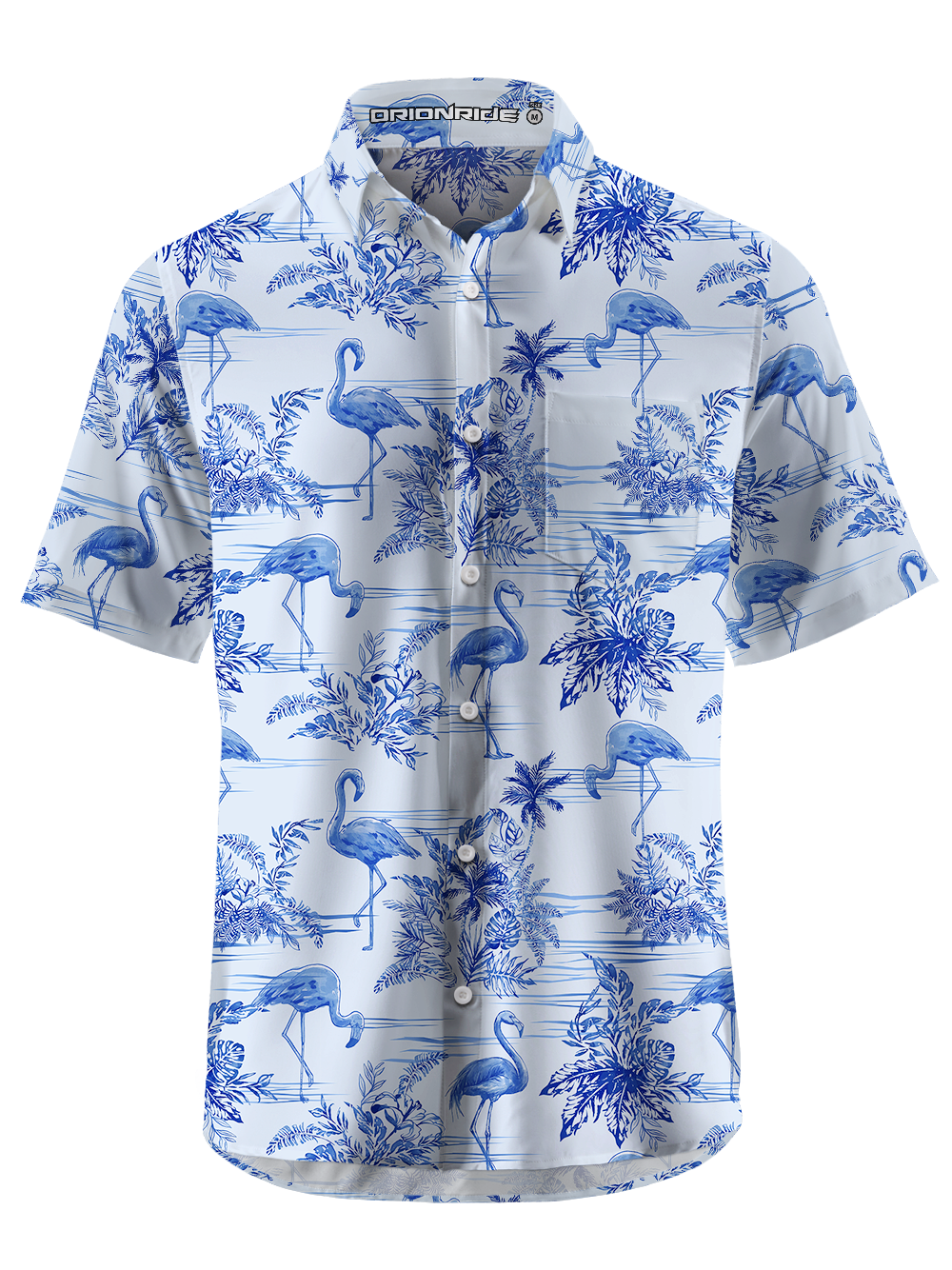 Orionride Blue Flamingo Zipper Pockets Ultra Lightweight Short Sleeves Gravel Shirt