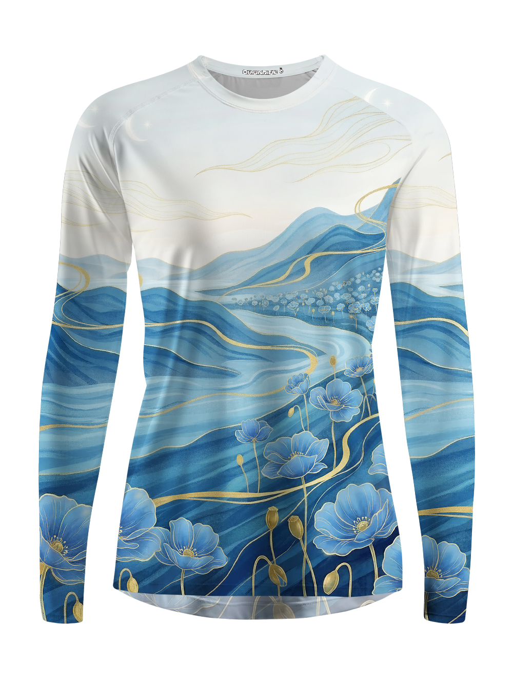 Orionride Gold Blue Valley Script Women's Quick Dry Downhill Jersey