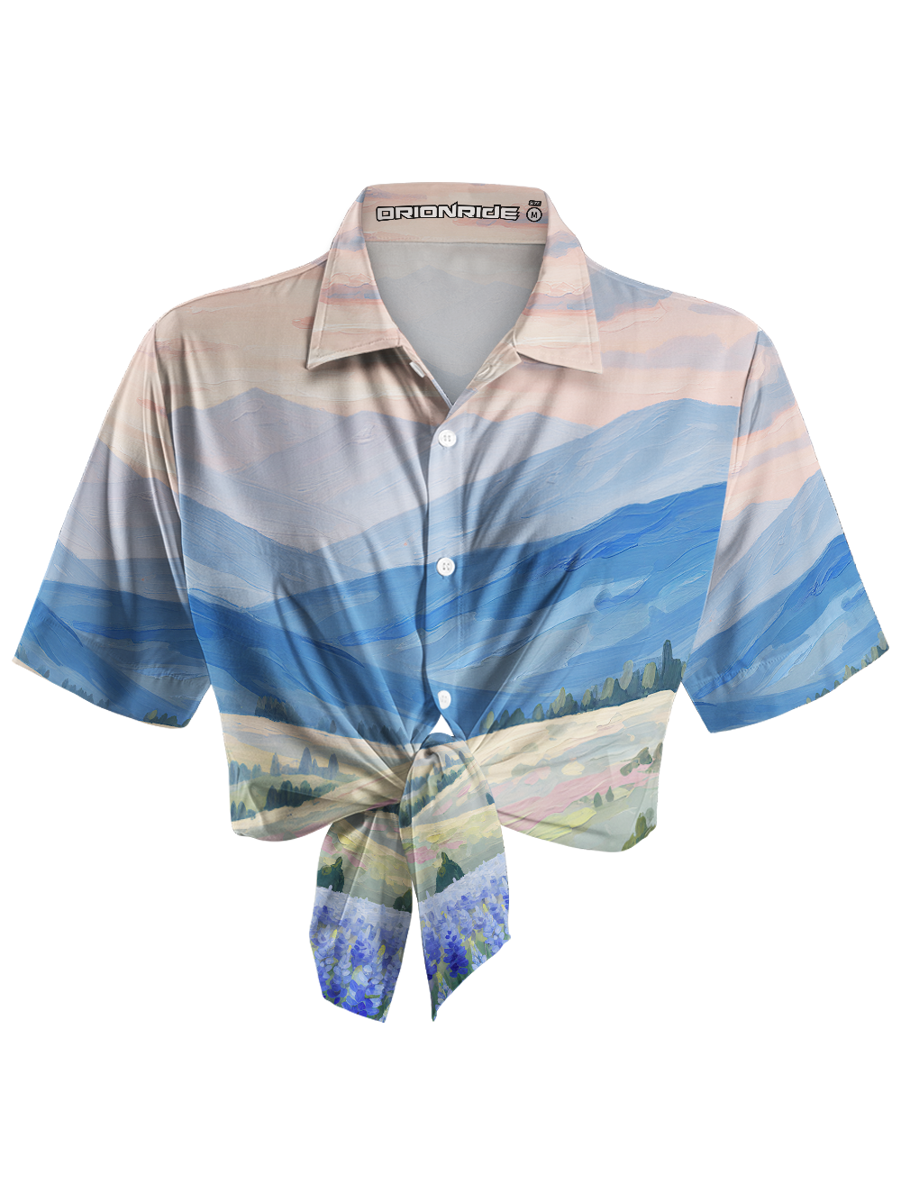Orionride Lavender Fields Zipper Pockets Ultra Lightweight Short Sleeves Women's Gravel Shirt