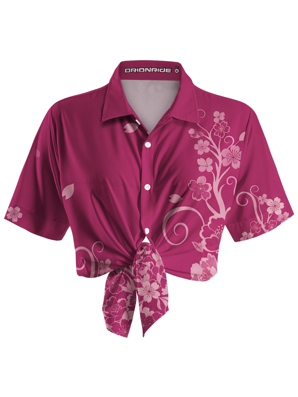 Orionride Gradient Cherry Blossoms Zipper Pockets Ultra Lightweight Short Sleeves Women's Gravel Shirt