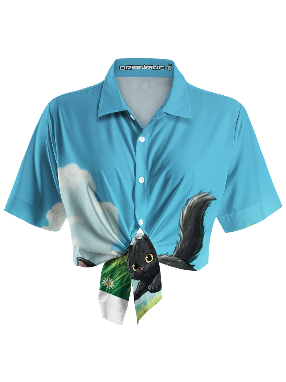 Orionride Green Kitten Zipper Pockets Ultra Lightweight Short Sleeves Women's Gravel Shirt