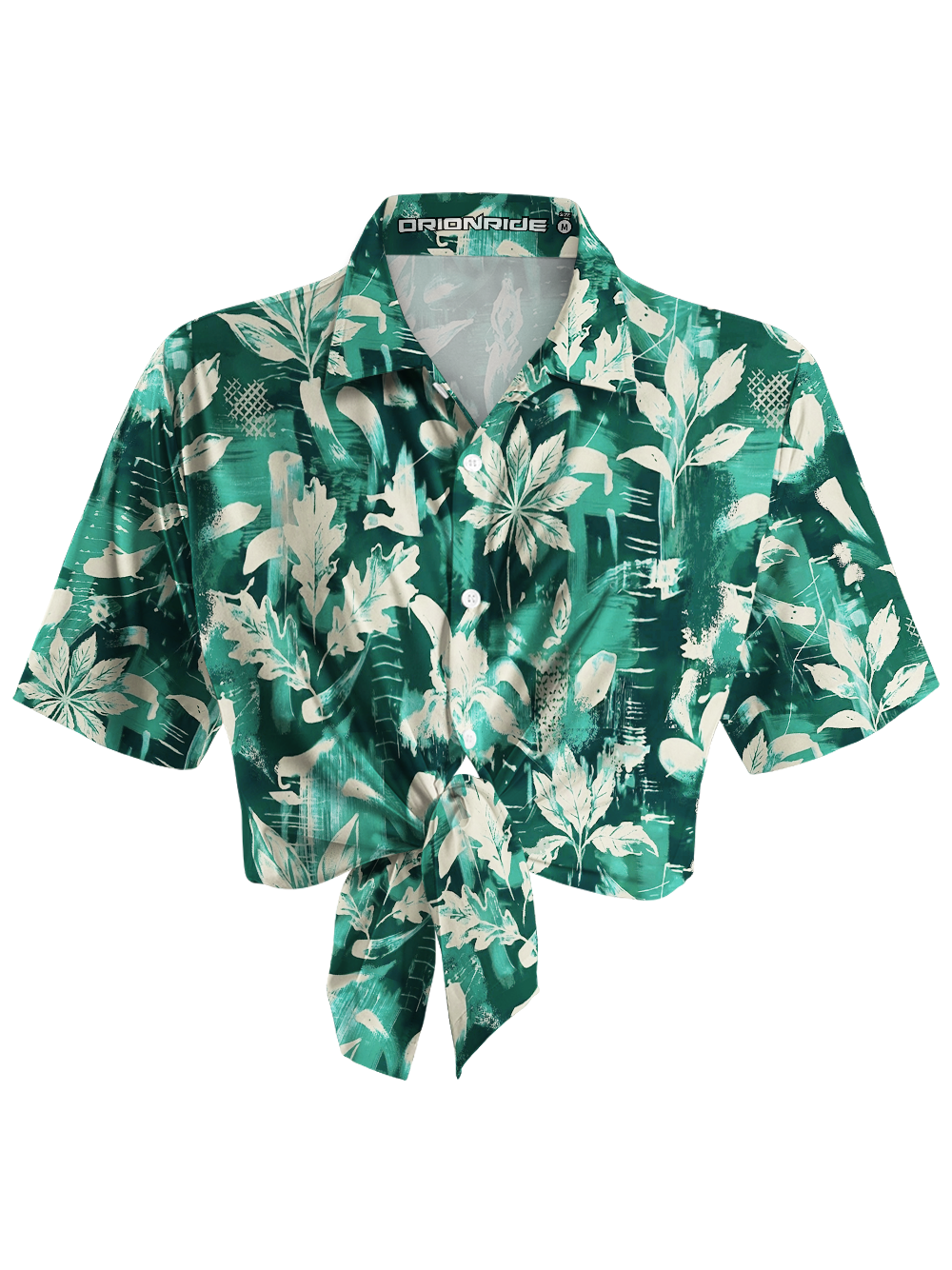 Orionride Leaf Graffiti Zipper Pockets Ultra Lightweight Short Sleeves Women's Gravel Shirt