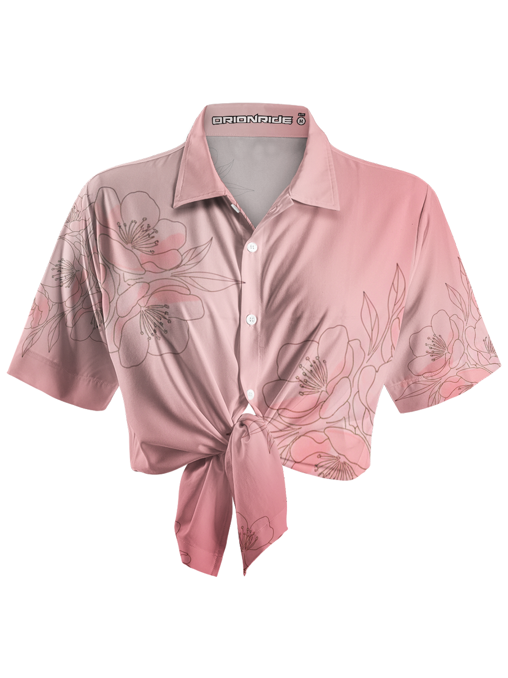 Orionride Pink Peach Blossoms Zipper Pockets Ultra Lightweight Short Sleeves Women's Gravel Shirt