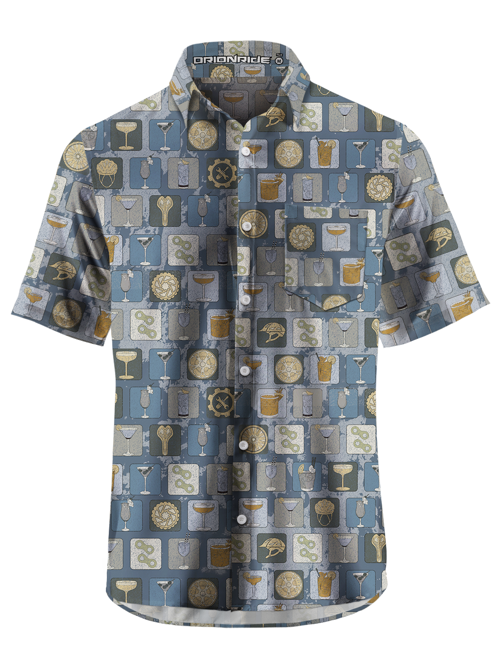 Orionride Mellow Cocktails Zipper Pockets Ultra Lightweight Short Sleeves Gravel Shirt