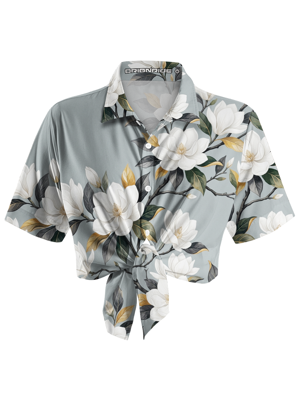 Orionride White Magnolia Zipper Pockets Ultra Lightweight Short Sleeves Women's Gravel Shirt