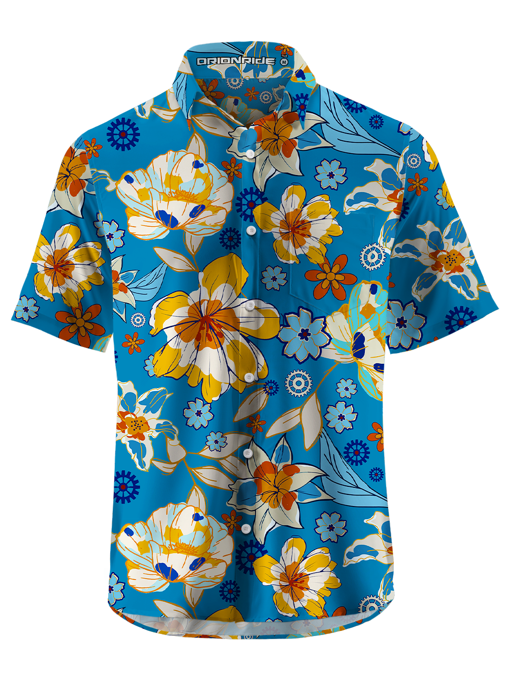 Orionride Budding Flowers Zipper Pockets Ultra Lightweight Short Sleeves Gravel Shirt