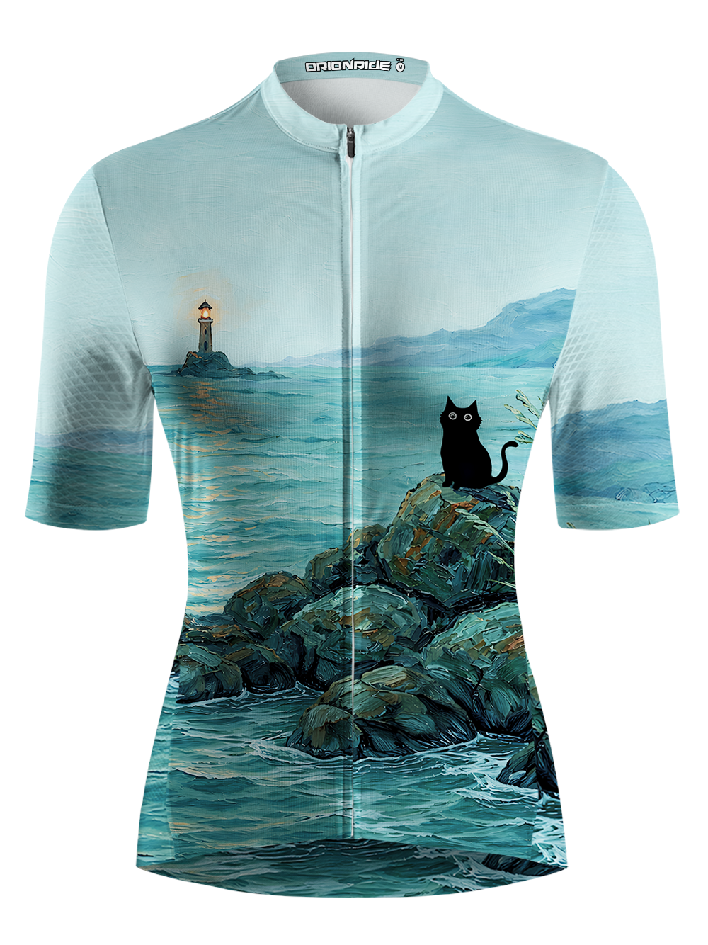 Orionride Curious Black Cat Short Sleeves Women's Jersey