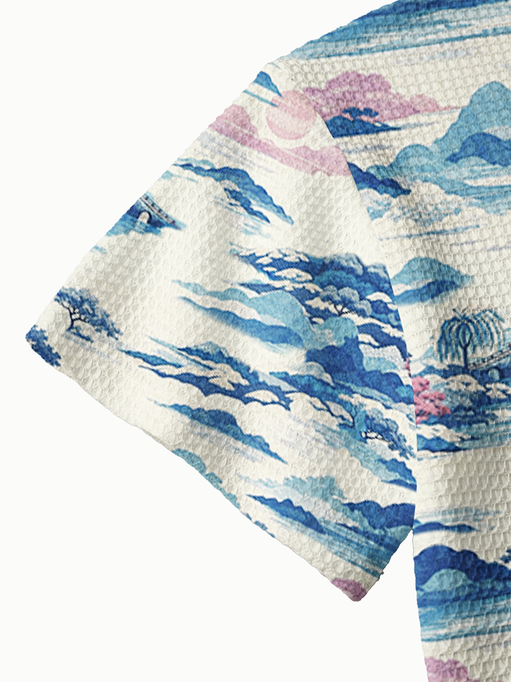 Orionride Landscape Painting Men's Camp Collar Knitted Shirt