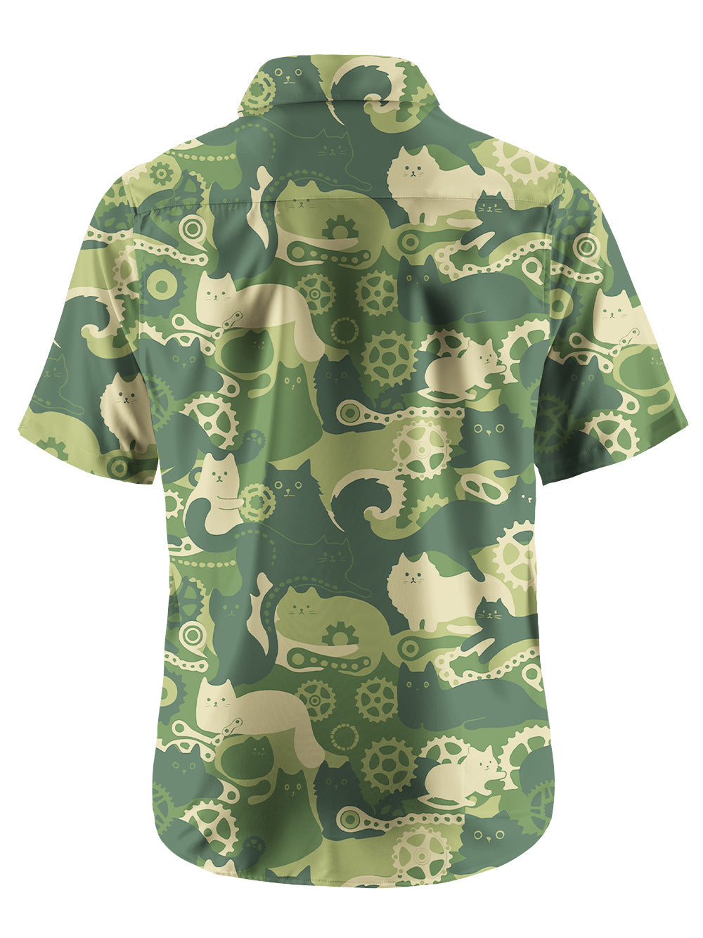 Orionride Cat Playing With Gears Ultra Lightweight Short Sleeves Hawaiian shirt