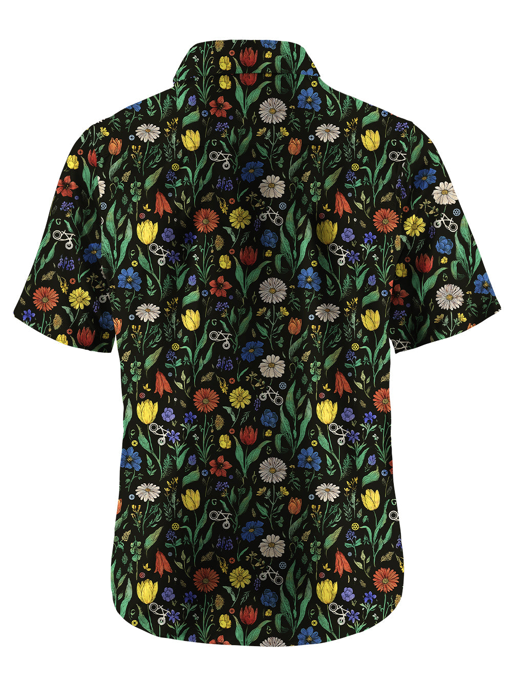Orionride Bright Flowers Zipper Pockets Ultra Lightweight Short Sleeves Gravel Shirt