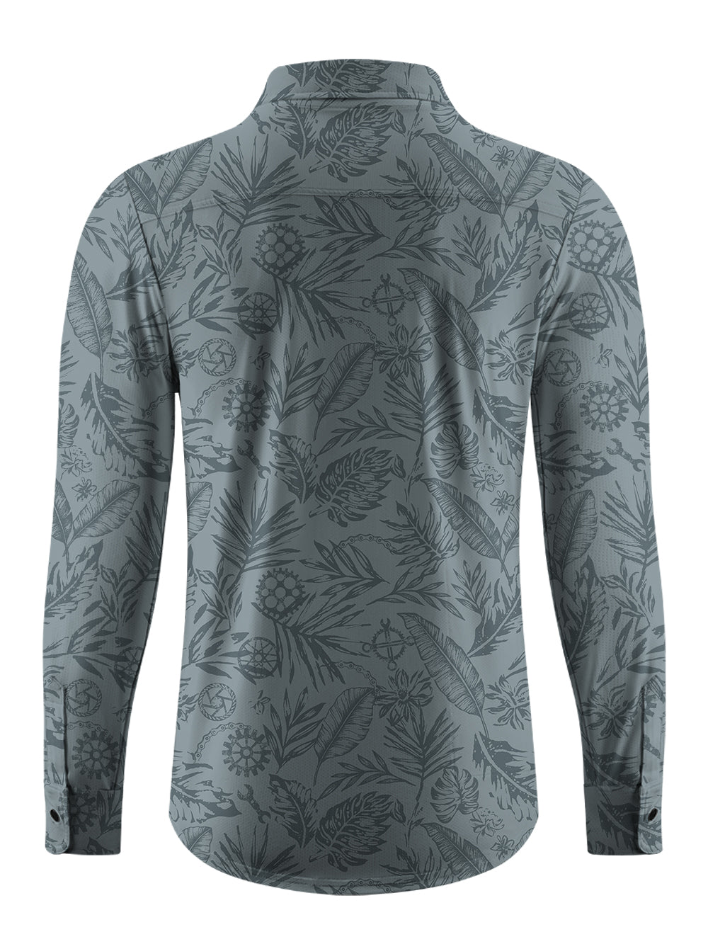 Orionride Leaves And Gears Men's Stretchy Breathable Long Sleeve Gravel Shirt
