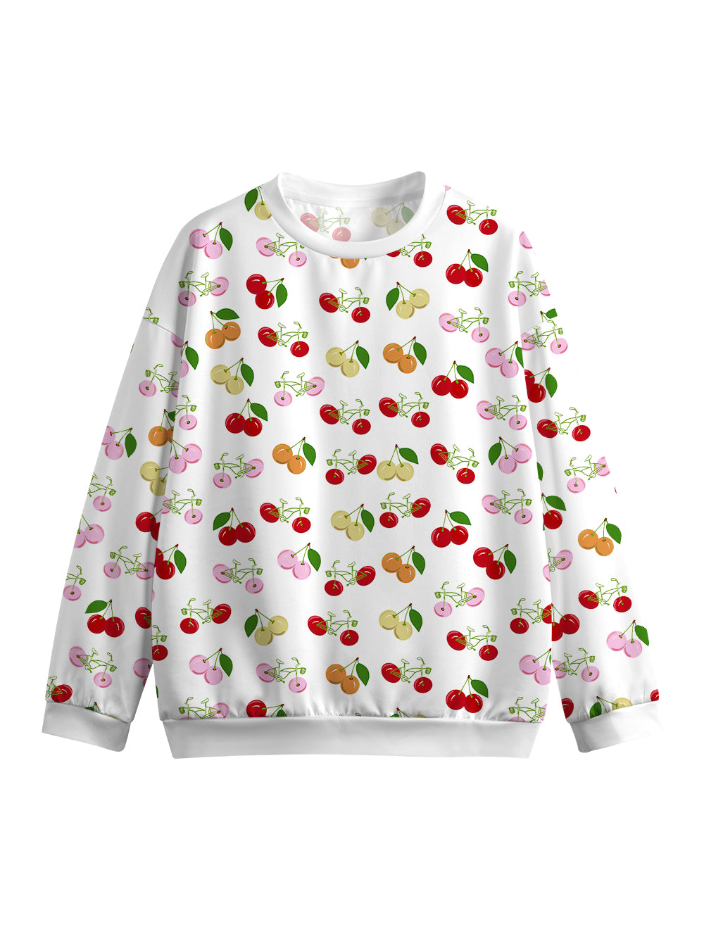 Orionride Juicy Cherry Women's Crew Neck Pullover Sweatshirt